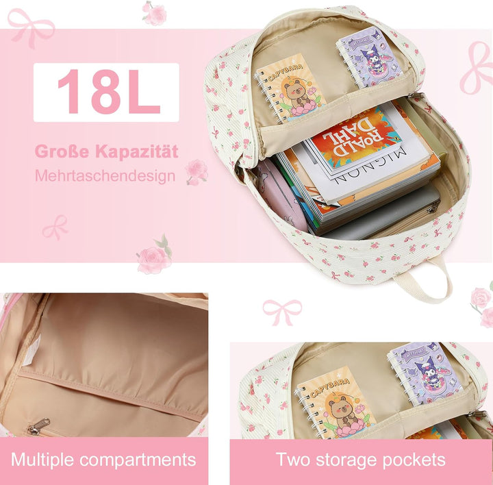 LEDAOU Rucksack für Teenager Mädchen Schulrucksack grosse Büchertaschen Grundschule High School Cord