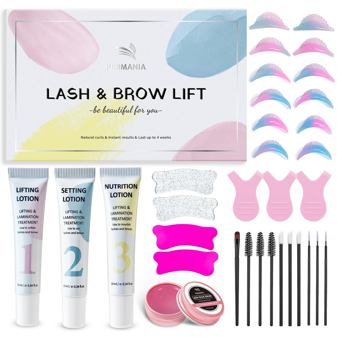 PERMANIA Wimpernlifting Set, Lash Lifting Set, Sanfte Dauerwelle für Wimpern & Augenbrauen, mit Wied