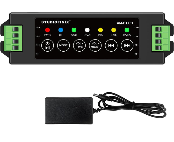 STUODIOFINIX 4-Kanal Mini Bluetooth Verstärker 120w für Passive Lautsprecher mit TWS, AUX, MIC, USB,