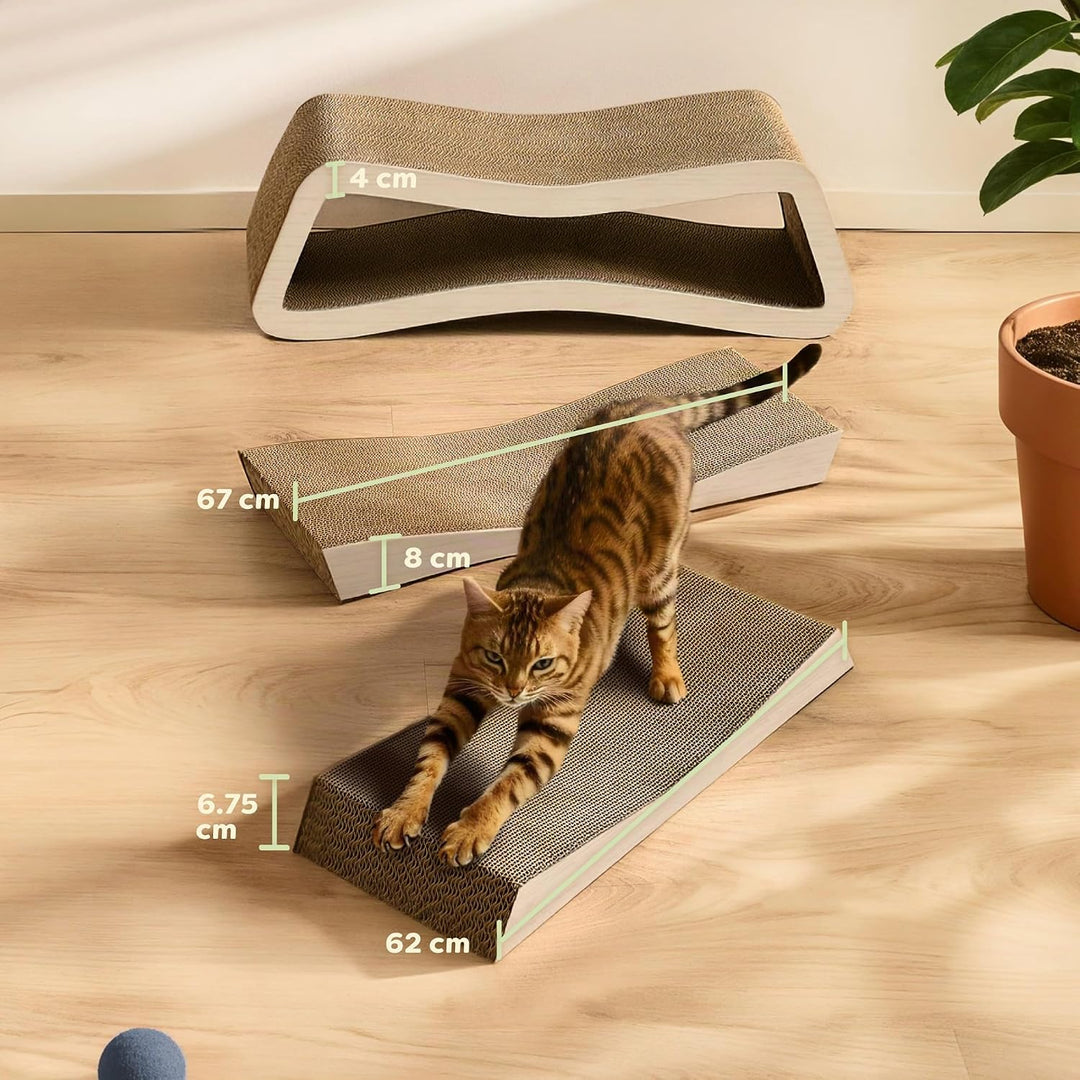 Kratzmöbel Kratzbrett Katze 3-teilig XXL 75cm – Besonders Kratzfeste Kratzpappe zur Krallenpflege –