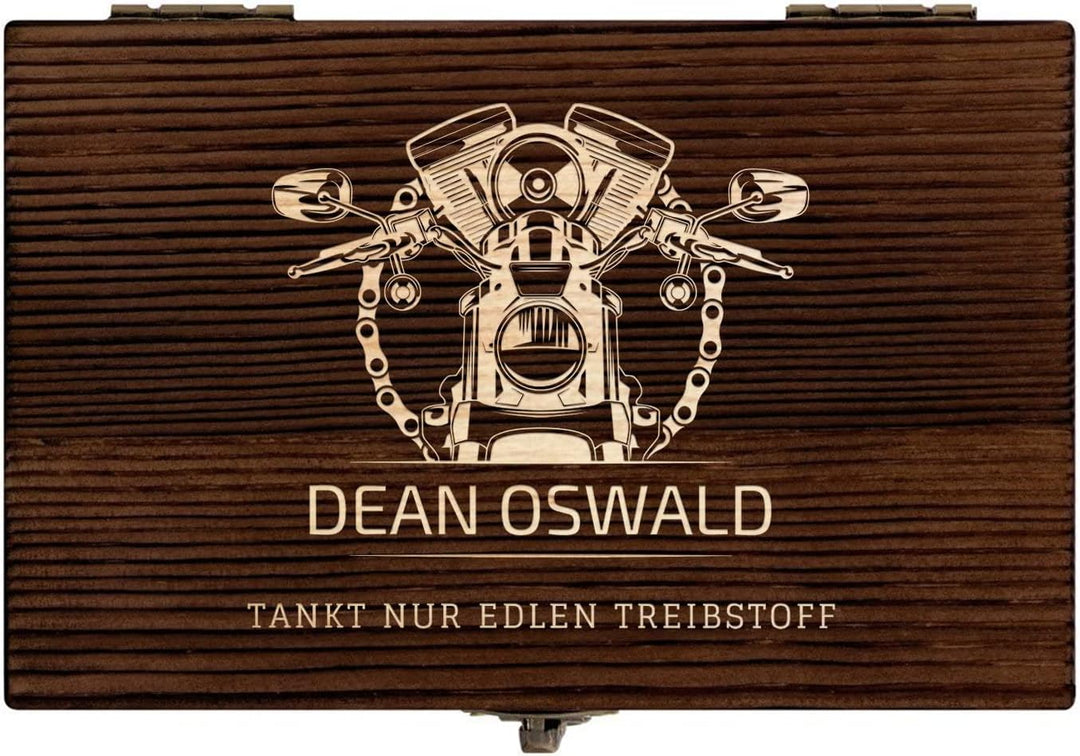 Maverton Whisky Steine Set - in Holzbox - personalisiert - 6 Eiswürfel + Zange + Velourbeutel - Kühl