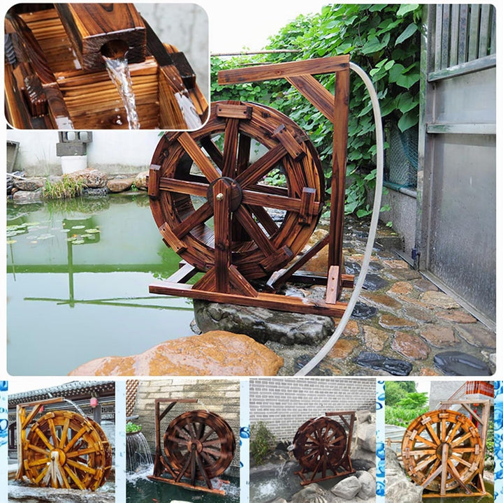 Holz Wasserrad Wasserspiel Springbrunnen Garten-Deko,Wassermühle Gartendekoration Wasserbrunnen Frei