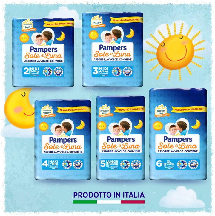 Pampers Sonne und Mond Mini, 126 Windeln, Grösse 2 (3-6 kg) Taglia 2 (Confezione da 126), Taglia 2 (