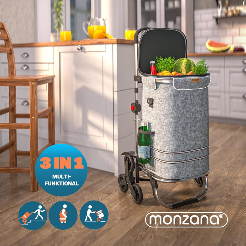 Monzana 2in1 Einkaufstrolley 38 L Klappbar Abnehmbare Tasche 6 Rollen Treppensteiger Einkaufswagen E