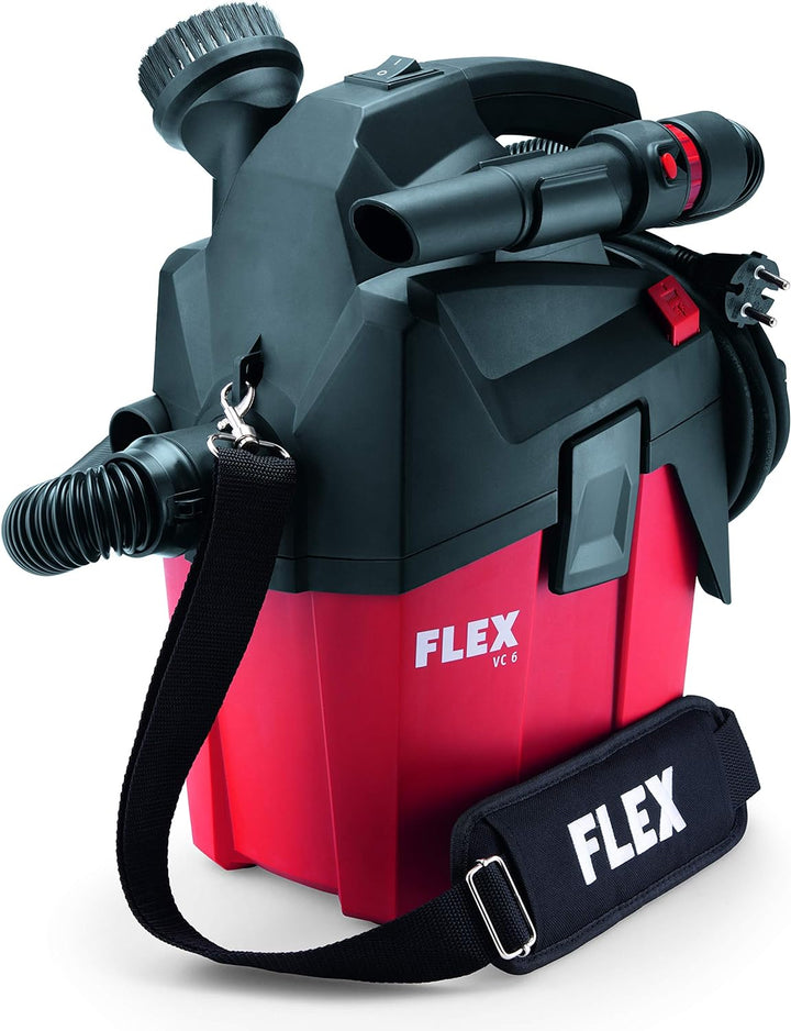 Flex Werkstattsauger VC 6 L MC (1200 Watt, kompakter Trockensauger mit Tragegurt, Behälter 6 l, Saug