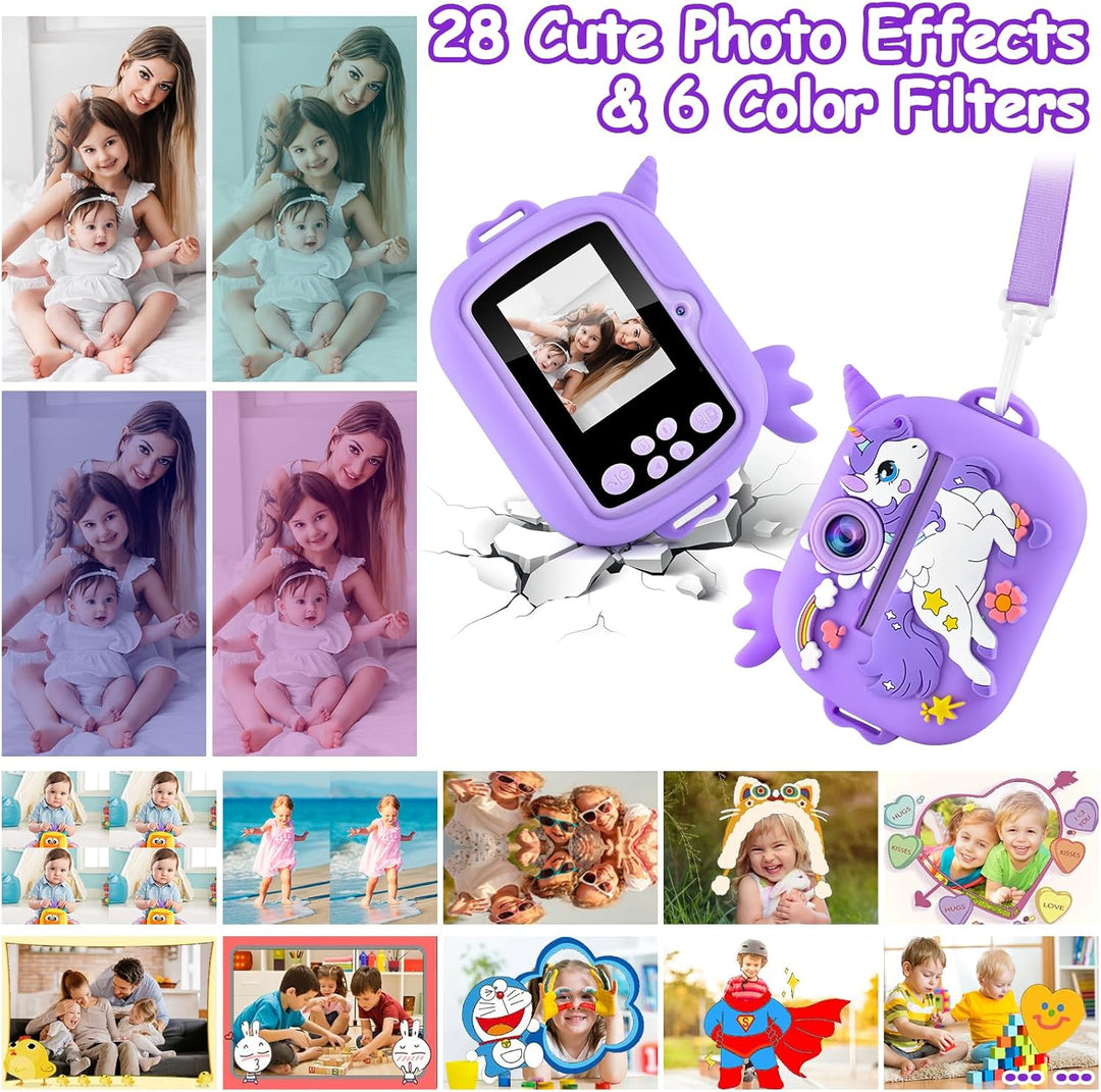 Sofortbildkamera Kinder Kinderkamera Kamera Digitalkamera 3-12 Jahre + 5 Rollen Druckpapier Sofort C