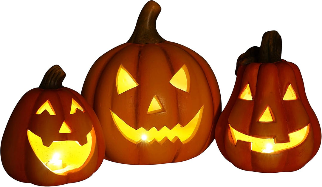 khevga Halloween Deko Kürbis Herbstdeko Windlicht Deko-Kürbis LED Timer Beleuchtet (Mit LED Timer),