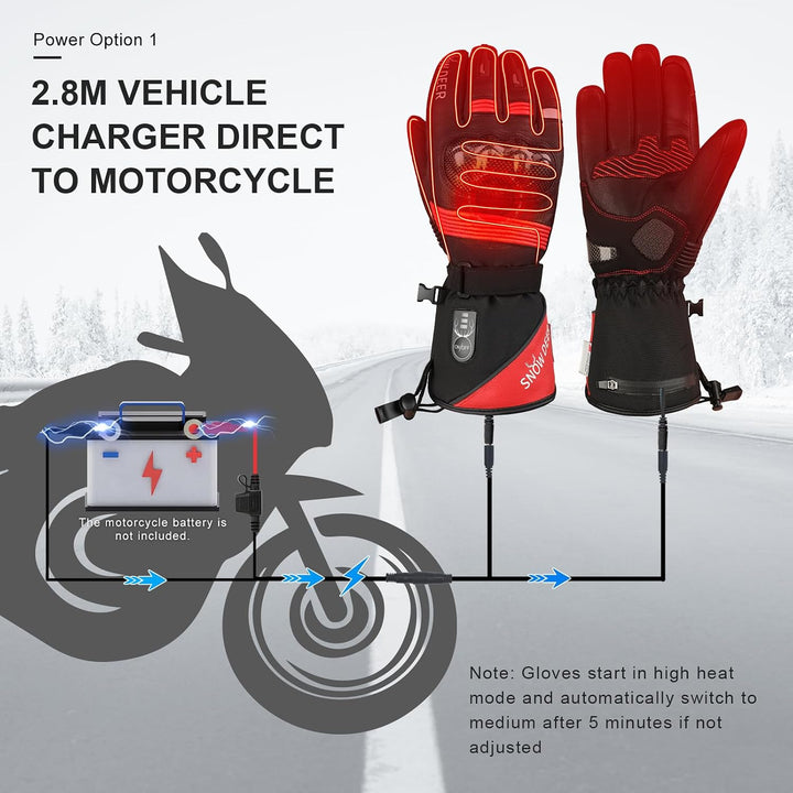 SNOW DEER Beheizte Handschuhe,Motorrad Handschuhe,Wiederaufladbarem Lithium Akku Skifahren Fausthand