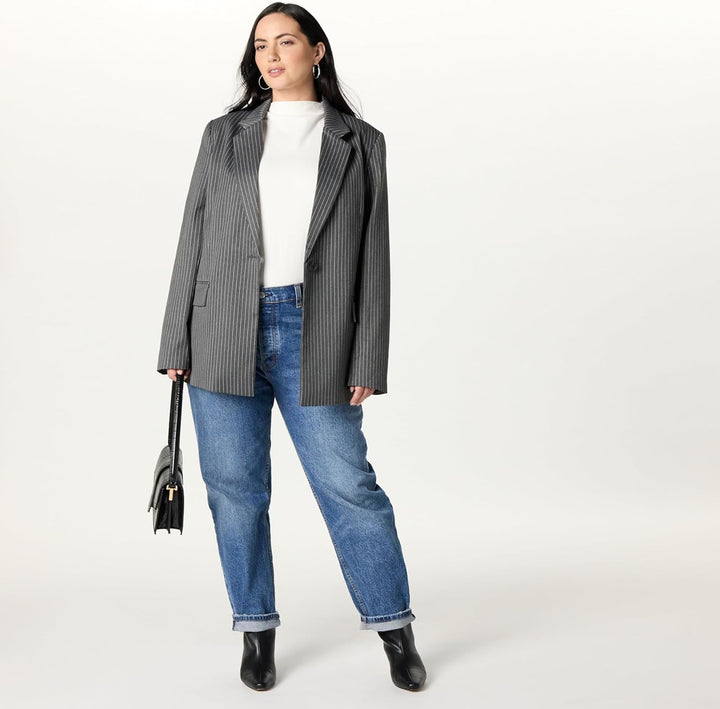 The Drop Damen Blazer (in Übergrösse erhältlich) S Anthrazitfarbene Nadelstreifen, S Anthrazitfarben