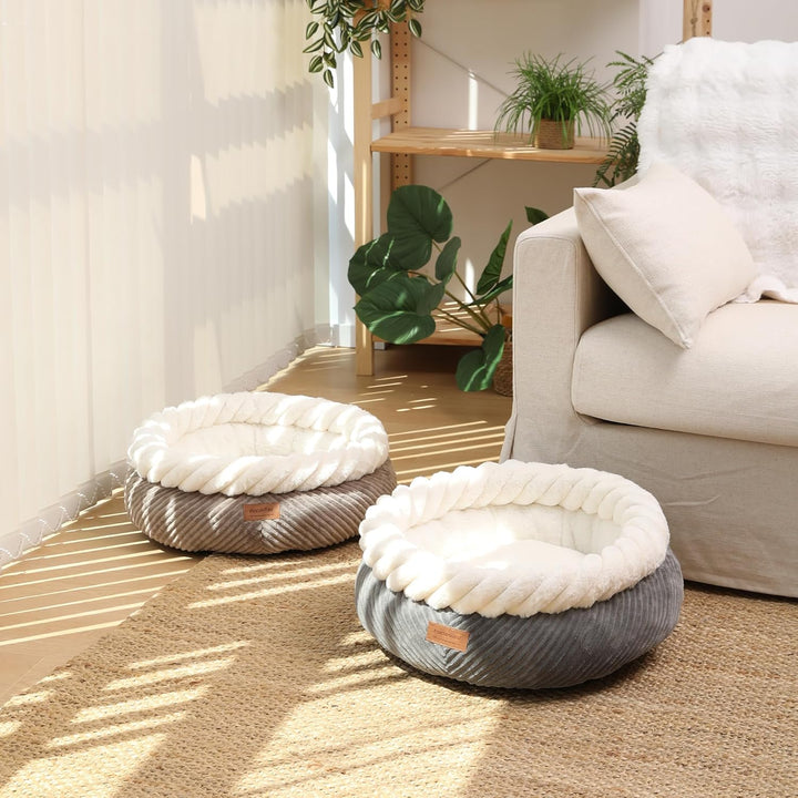 FUKUMARU Katzenbett waschbar Katzen Bettchen, 55x55x21cm Katzenkorb mit erhöhtem Rand, weiches Bett