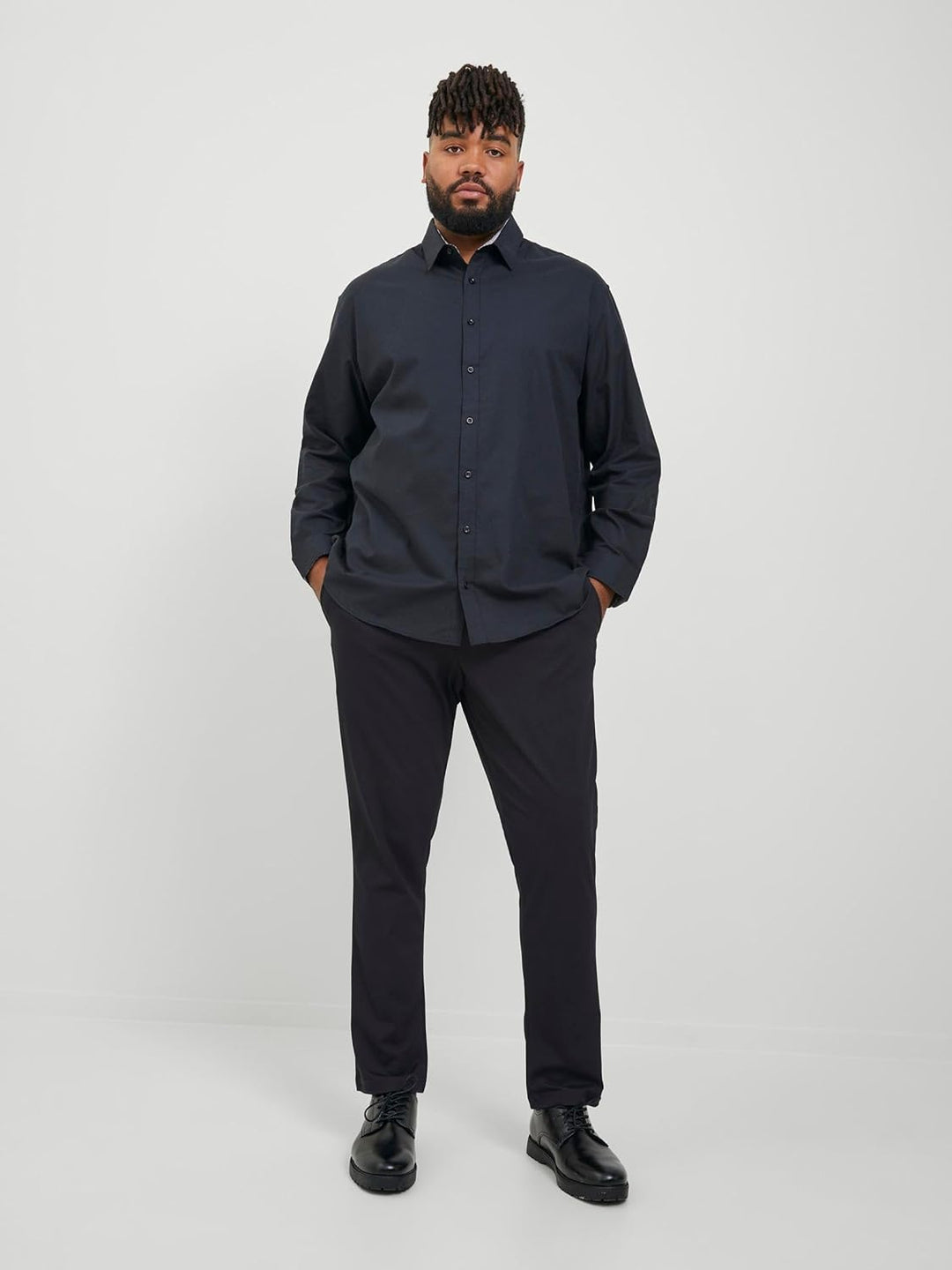 JACK & JONES Male Chino Hose Plus Size Regular Fit Chino Hose 42W / 30L Schwarz, 42W / 30L Schwarz