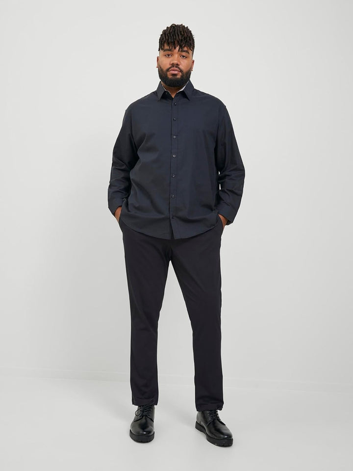 JACK & JONES Male Chino Hose Plus Size Regular Fit Chino Hose 42W / 30L Schwarz, 42W / 30L Schwarz