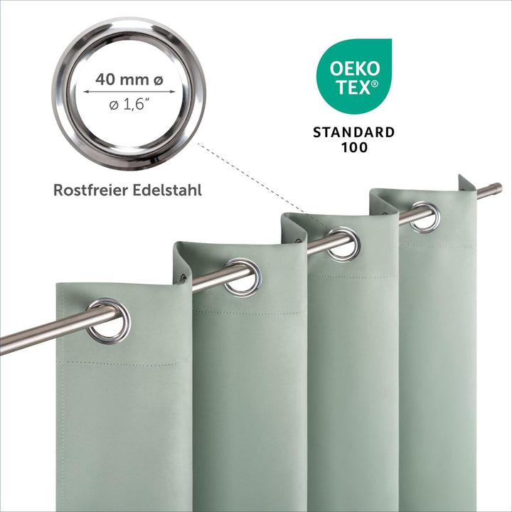 Blumtal Verdunklungsvorhänge 2er Set - Thermovorhang Hitzeschutz - Vorhang Blickdicht mit Ösen - Gar