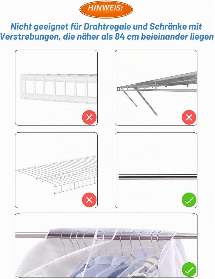 LAMB 2 Stück Kleideraufbewahrungsbeutel mit Fenster aus transparentem PVC für Fenster und Schultern,