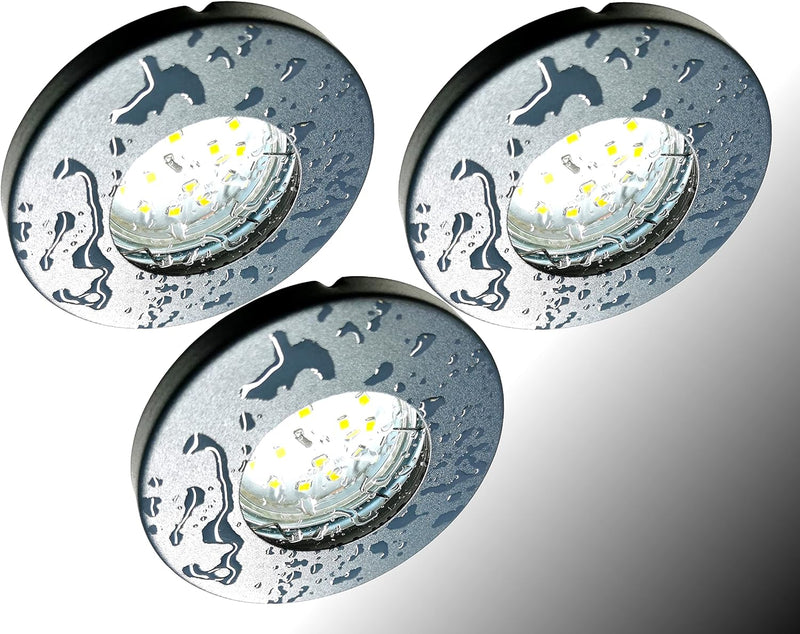 Trango 3er Set IP65 LED Einbaustrahler 6729IP65-031MOSD in Anthrazit matt inkl. 3x 5 Watt 3-Stufen d