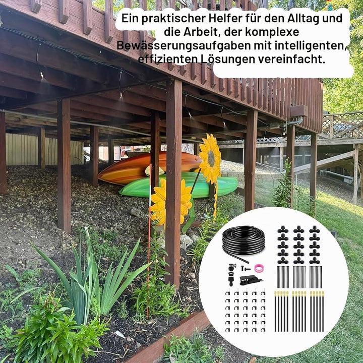 BewässerungsSystem Garten - Bewässerung Set mit 20m Bewässerungsschlauch und 20cm Verstellbare Bewäs