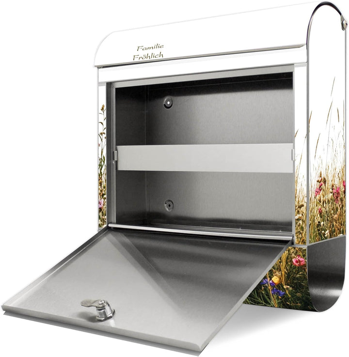 banjado Briefkasten Edelstahl personalisiert 38x43x12cm & 2 Schlüssel - rostfreier Edelstahl Briefka