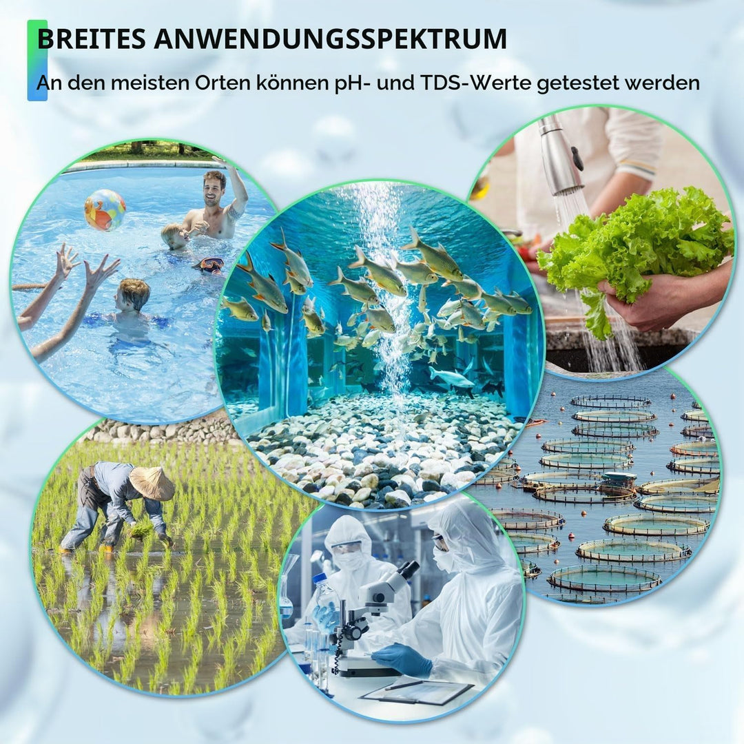 5 in 1 pH Messgerät Wasserqualität Tester – PH EC TDS Salzgehalt Temperatur Messgerät mit ATC, LCD H