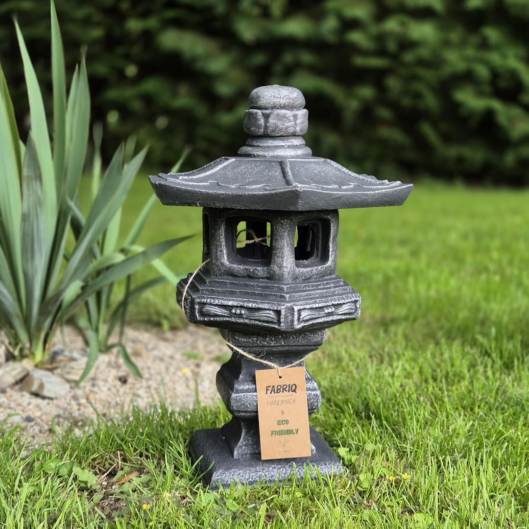 FABRIQ Japanische Laterne Yukimi-Doro 42 cm Silver – Wetterfeste Steinlampe – Frostsicher – Dekorati