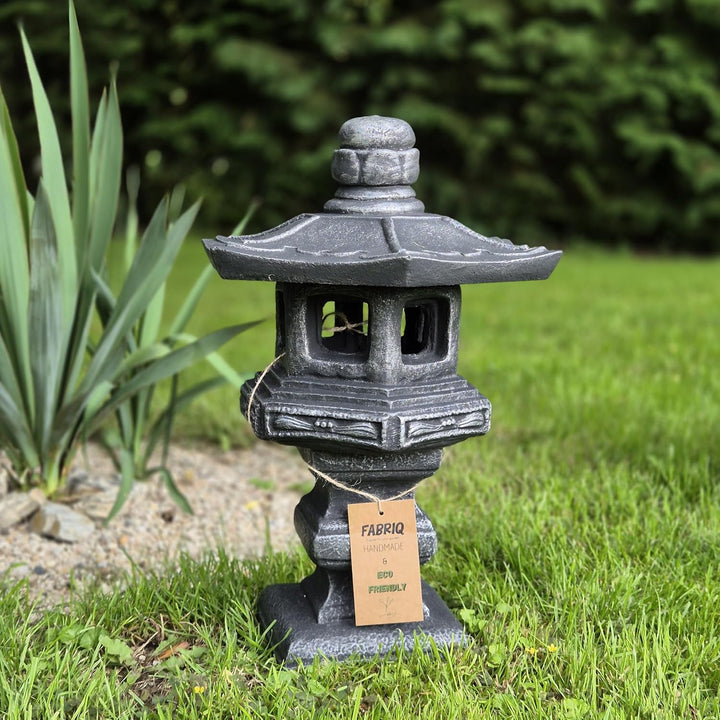FABRIQ Japanische Laterne Yukimi-Doro 42 cm Silver – Wetterfeste Steinlampe – Frostsicher – Dekorati