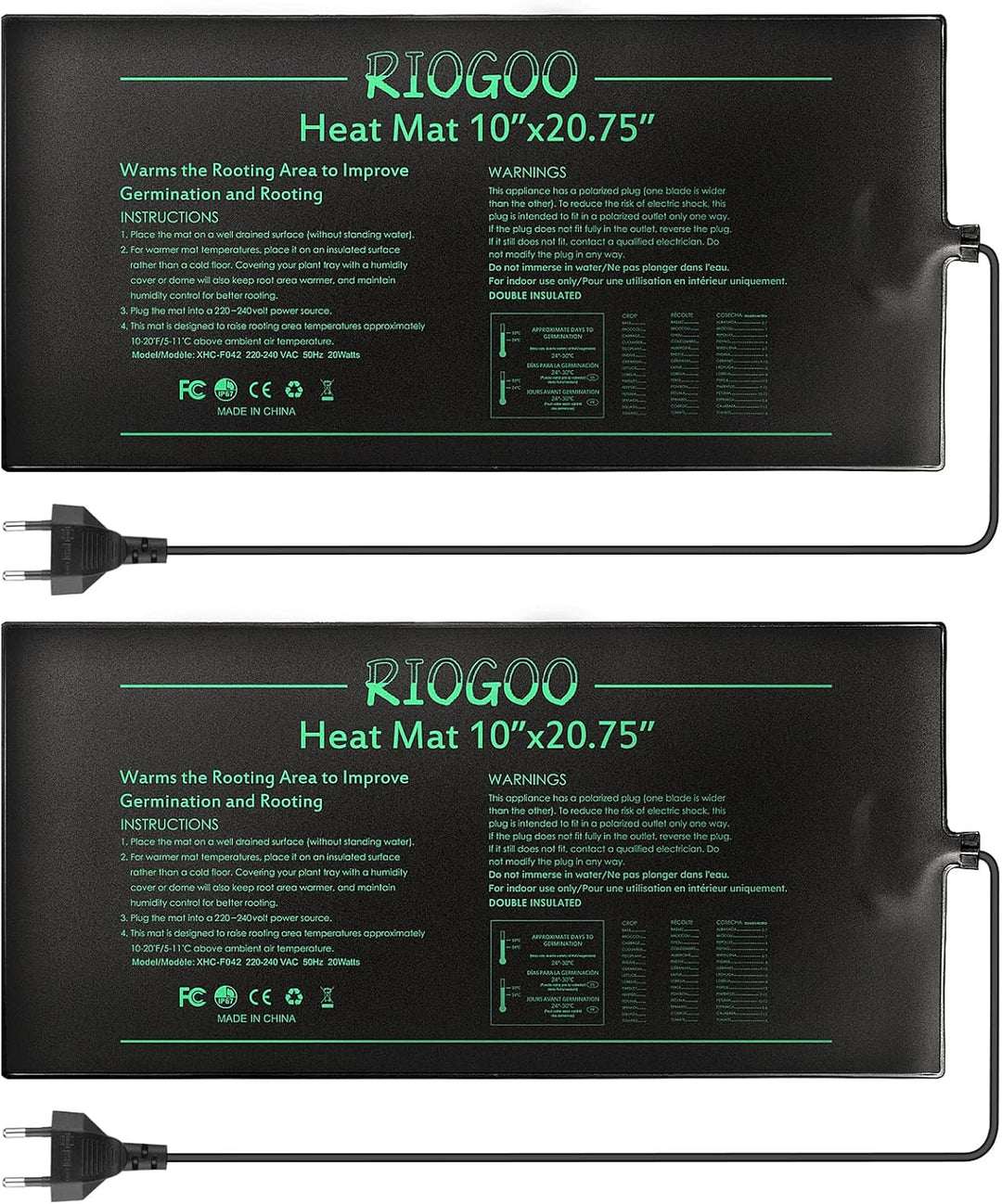 RIOGOO Heizmatte Wärmematte für Sämling Germination und Haustier,Wasserkultur-Samen-Reptil-Betriebsh