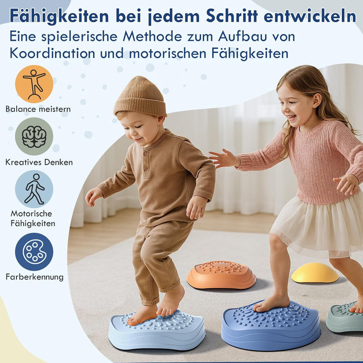 Lehoo Castle Stapelsteine Balanciersteine für Kinder, Gartenspielzeug Kinder, Rutschfeste Stepping S