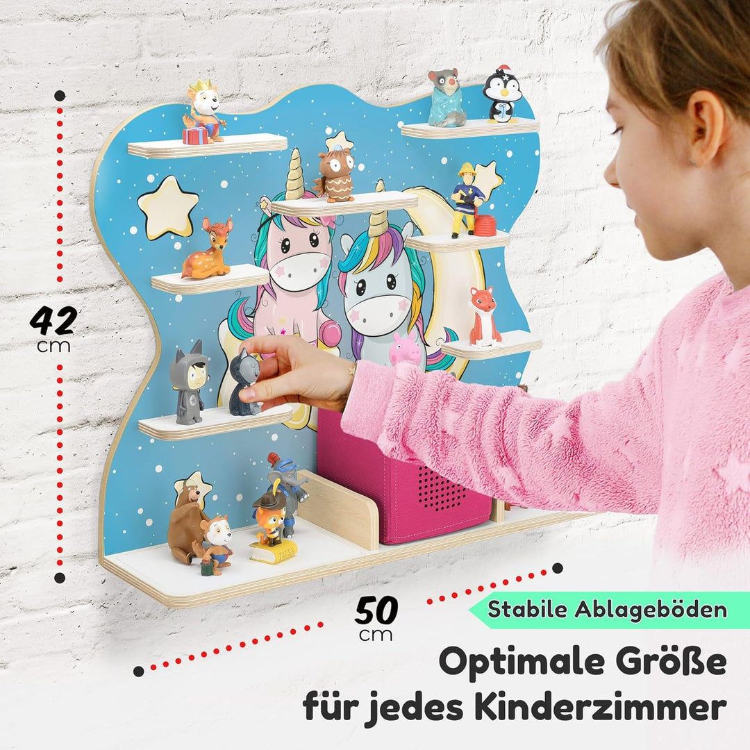 stadtecken Holzregal für Musikbox I Geeignet für die Toniebox und ca. 50 Tonies I Perfekte Tonie Auf