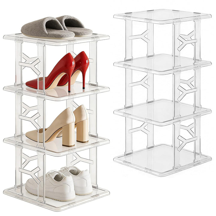 8 Stück Transparente Schuhregale, Schuhboxen Stapelbar, Abnehmbarer Schuhschrank für Hausschuhe, Tur