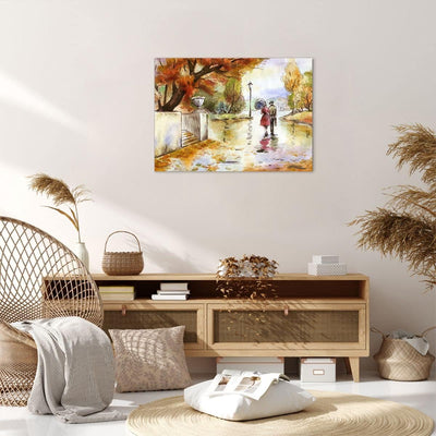 Bilder auf Leinwand Wetter regen herbst park Leinwandbild 70x50cm Wandbilder Dekoration Wohnzimmer S