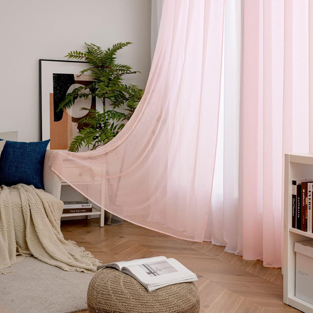 MIULEE Sheer Voile Vorhang Weihnachtsdeko mit Ösen Transparente Optik Gardine Ösenvorhang Ösenschal