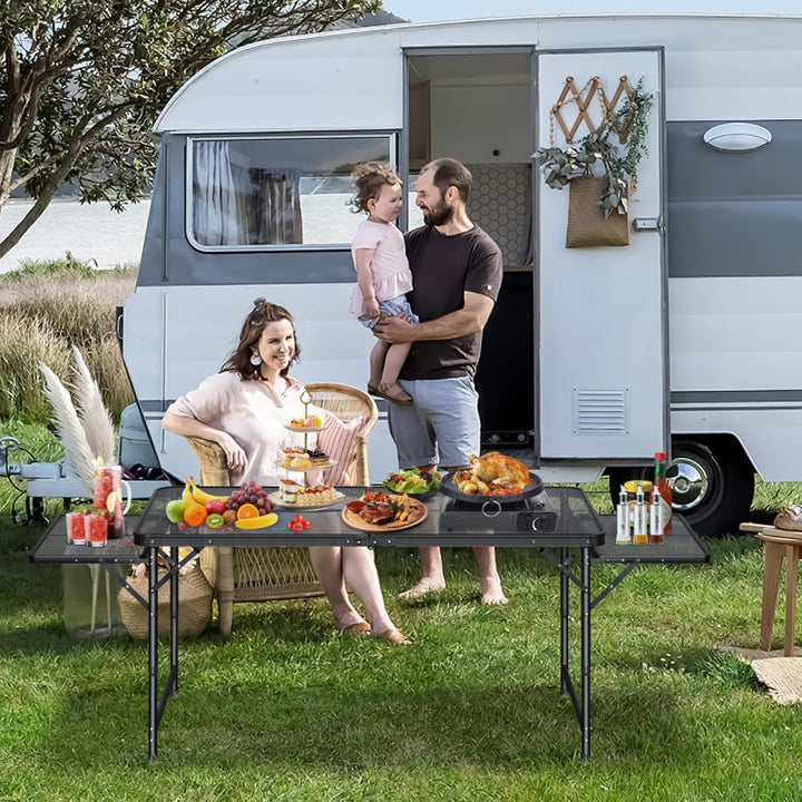 Campingtisch Klappbar Klapptisch Höhenverstellbar Gartentisch Balkontisch Camping Tisch mit Verlänge