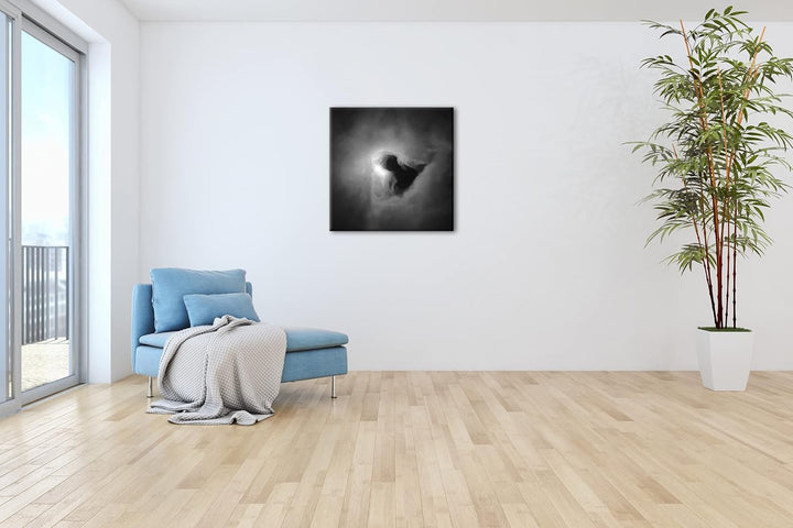 Stern in einem Galaktischen Nebel Format: 70x70 Effekt: Schwarz&amp;Weiss als Leinwandbild, Motiv fertig