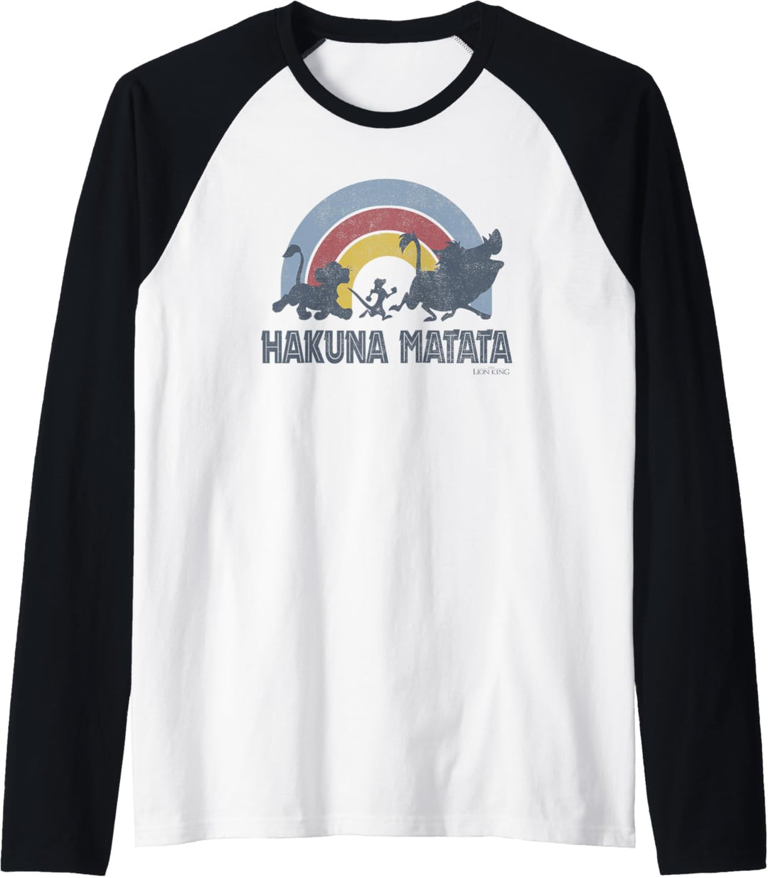 Disney The Lion King Hakuna Matata Distressed Rainbow Logo Raglan