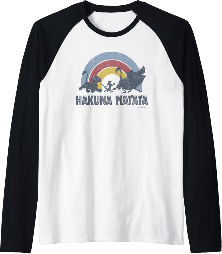 Disney The Lion King Hakuna Matata Distressed Rainbow Logo Raglan