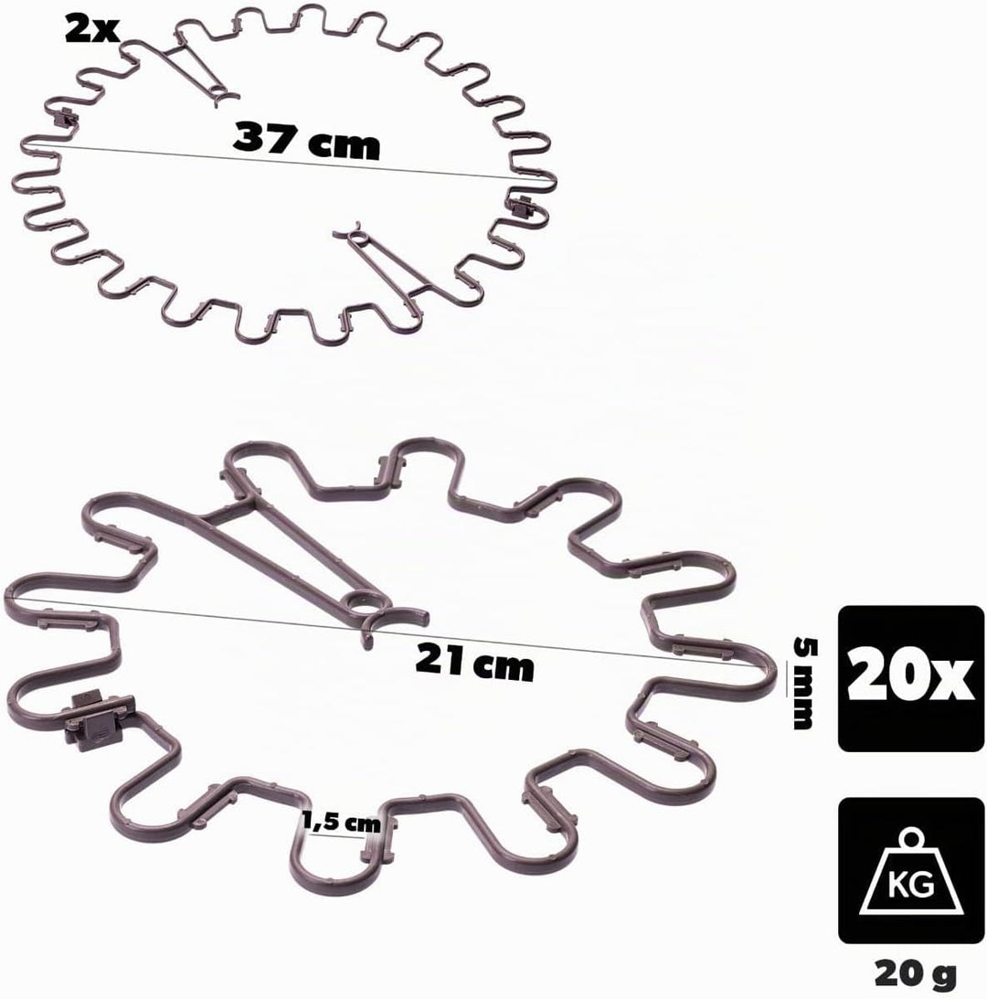 KADAX Staudenhalter Rund Ø 21 cm im 20er Set, Pflanzenhalter aus Kunststoff, Pflanzenstütze, Stauden