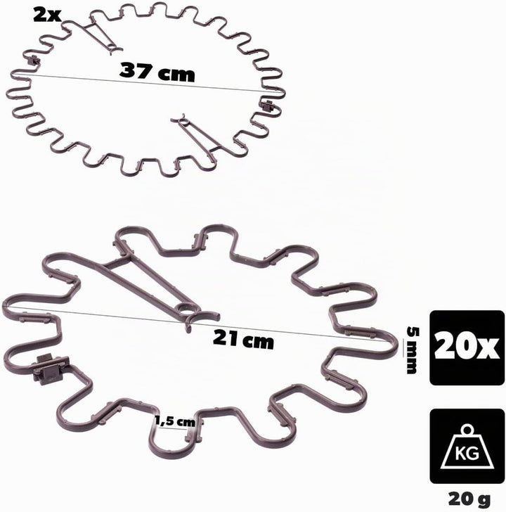 KADAX Staudenhalter Rund Ø 21 cm im 20er Set, Pflanzenhalter aus Kunststoff, Pflanzenstütze, Stauden