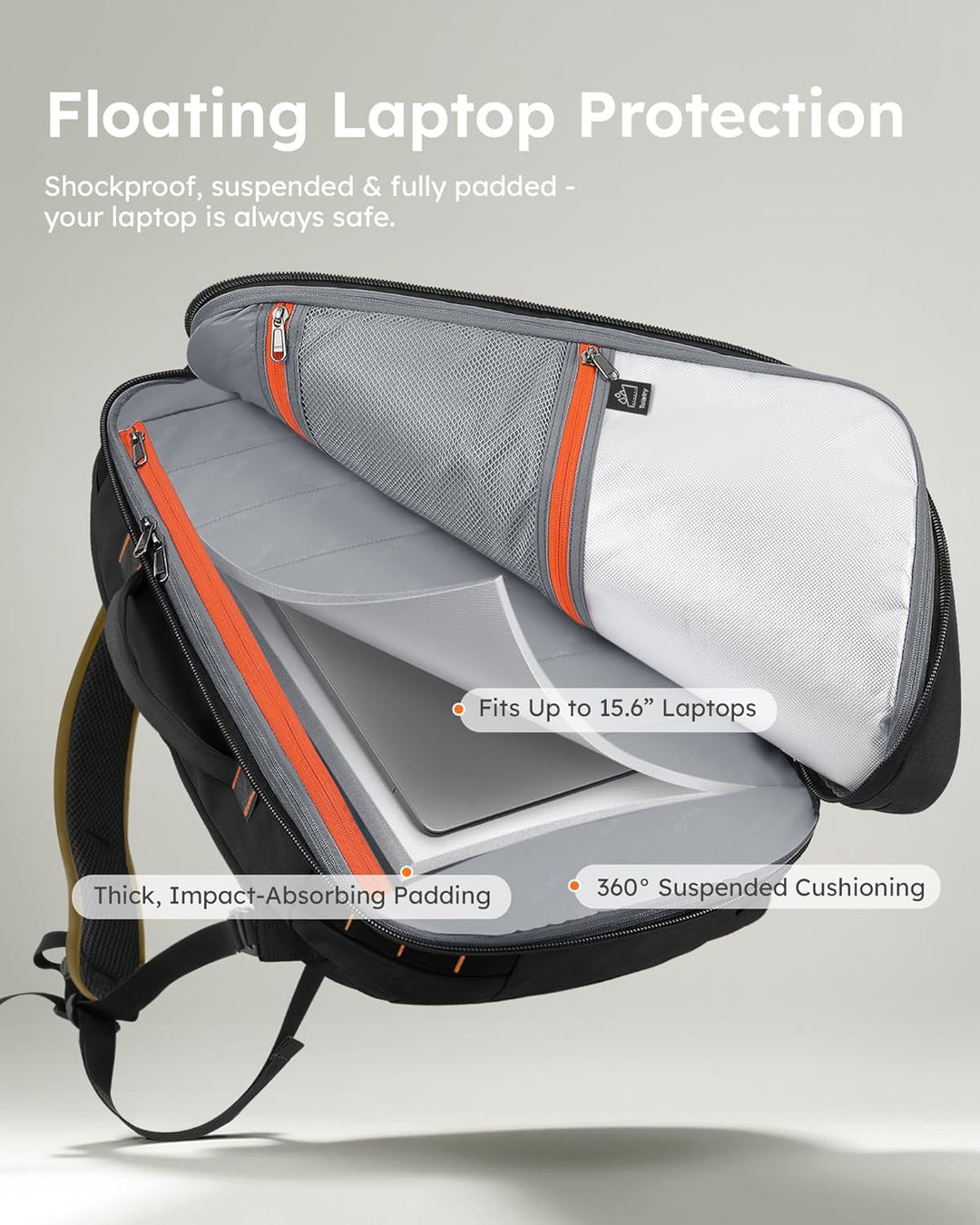 Tolaccea Reiserucksack, Handgepäck Rucksack Flugzeug, TSA-Freundlicher Laptop Rucksack 15,6 Zoll, Er
