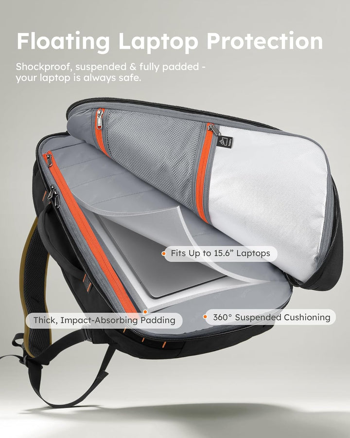 Tolaccea Reiserucksack, Handgepäck Rucksack Flugzeug, TSA-Freundlicher Laptop Rucksack 15,6 Zoll, Er