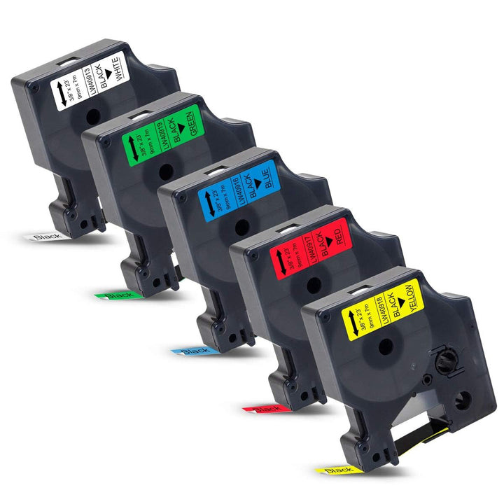 5x Kompatibel Schriftband Ersatz für D1 40913 40916 40917 40918 40919 9mm x 7m für LabelManager 160