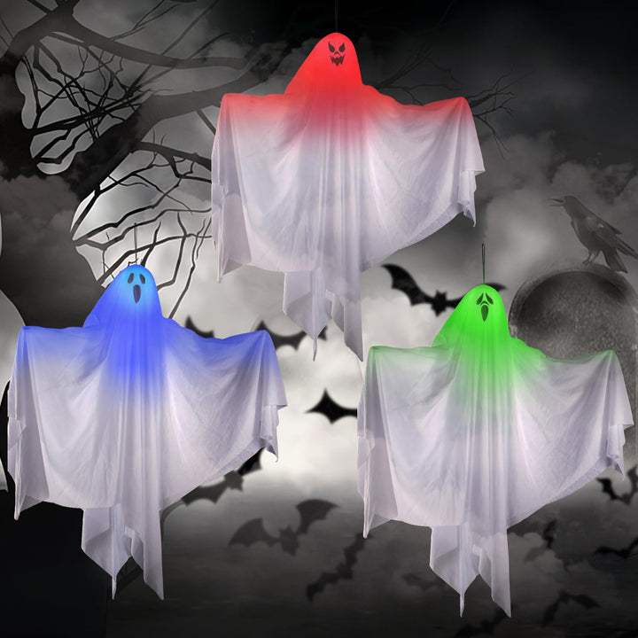 3 Stück Halloween Hängende Geister Deko, 67CM niedliche Leuchtend Gespenster fliegenden Geister, Hal