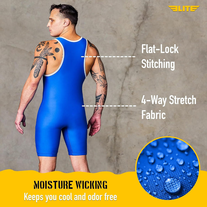 Men’s wrestling singlets, Elite Sports Standard Singlet for Men Wrestling Uniform Blau A2, Blau A2