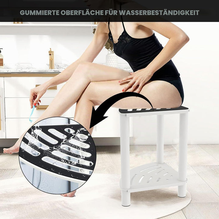Duschhocker für das Bad, Metall-Eck-Duschhocke mit Regal für die Aufbewahrung im Badezimmer, Wasserf