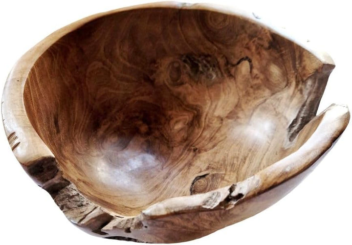 Windalf Rustikale Holzschale SIMA Ø 19 cm Dekoschale für Schmuck & Schlüssel Handarbeit aus Teakwurz