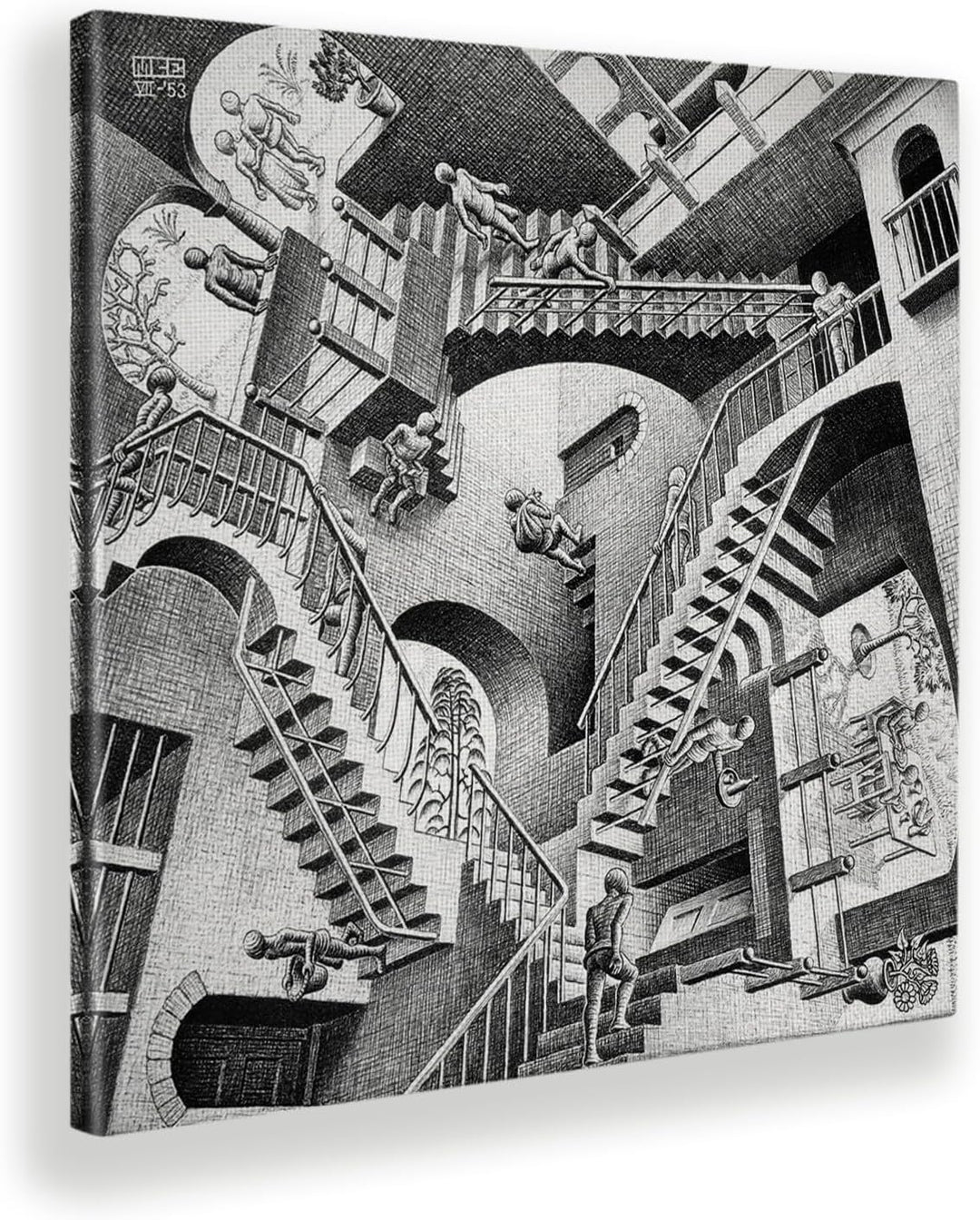 Giallobus - Bild - Druck AUF LEINWAND - M.C. Escher - RELATIVITÄT - 70 x 70 cm, 70 x 70 CM