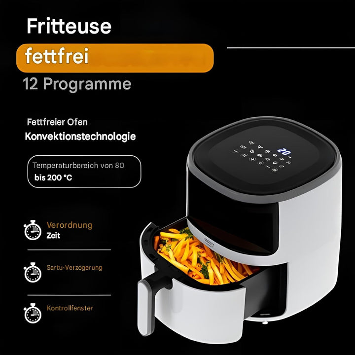 CAMRY CR 6313 Heissluftfritteuse 5L, 12 Programme, Konvektionstechnologie, 2000W, gesundes Kochen mi