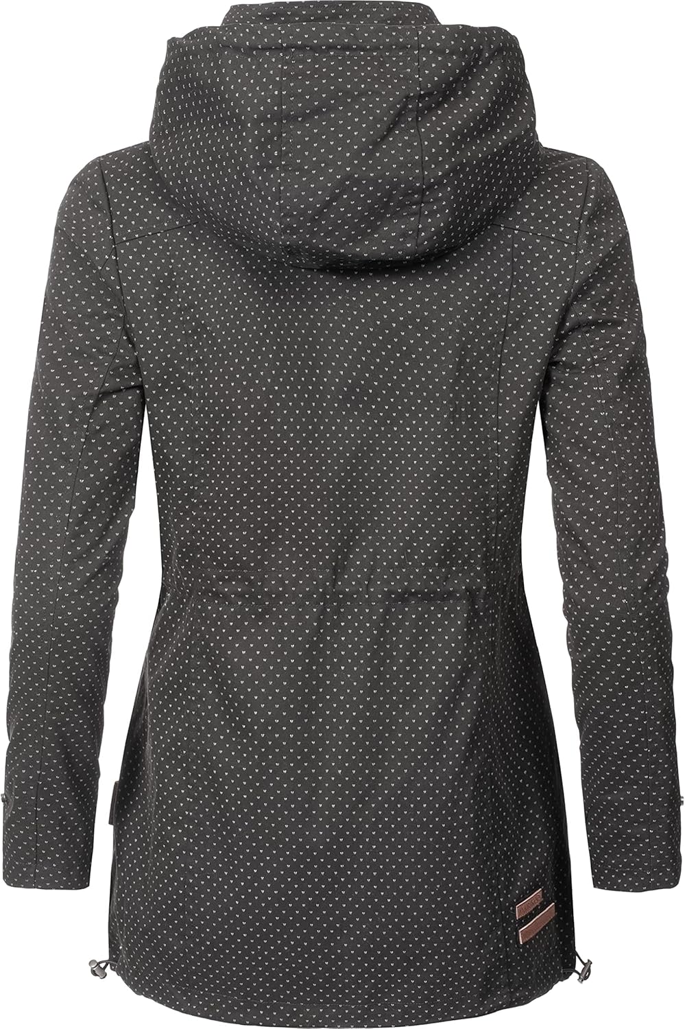 MARIKOO Damen leichte Übergangsjacke Baumwoll-Parka mit Kapuze Nyokoo XS-XXL S Schwarz Dots, S Schwa