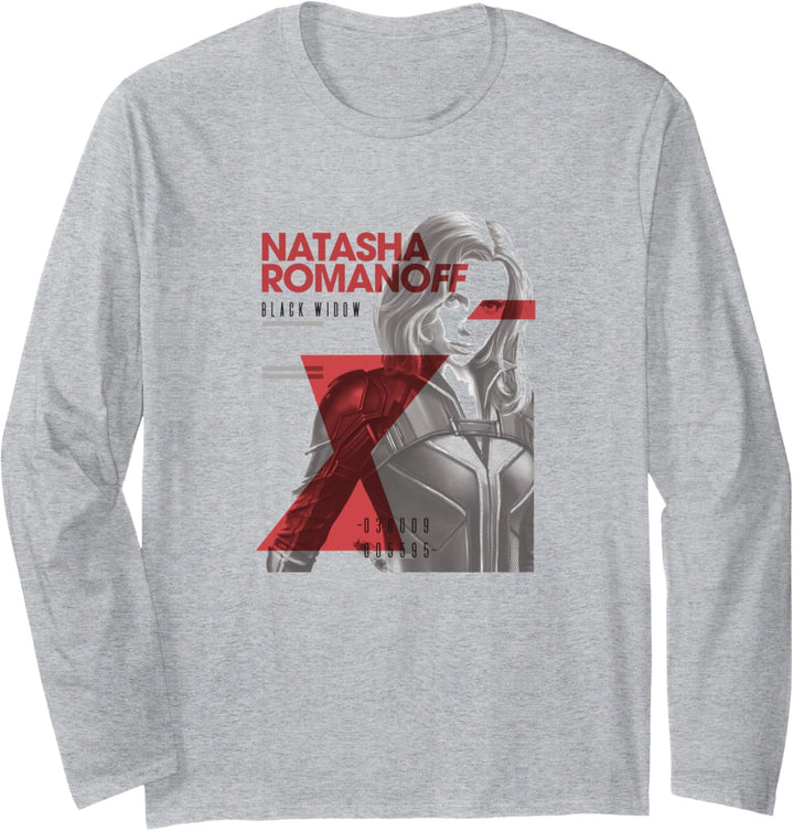 Marvel Black Widow Natasha Romanoff Letter Portrait Langarmshirt