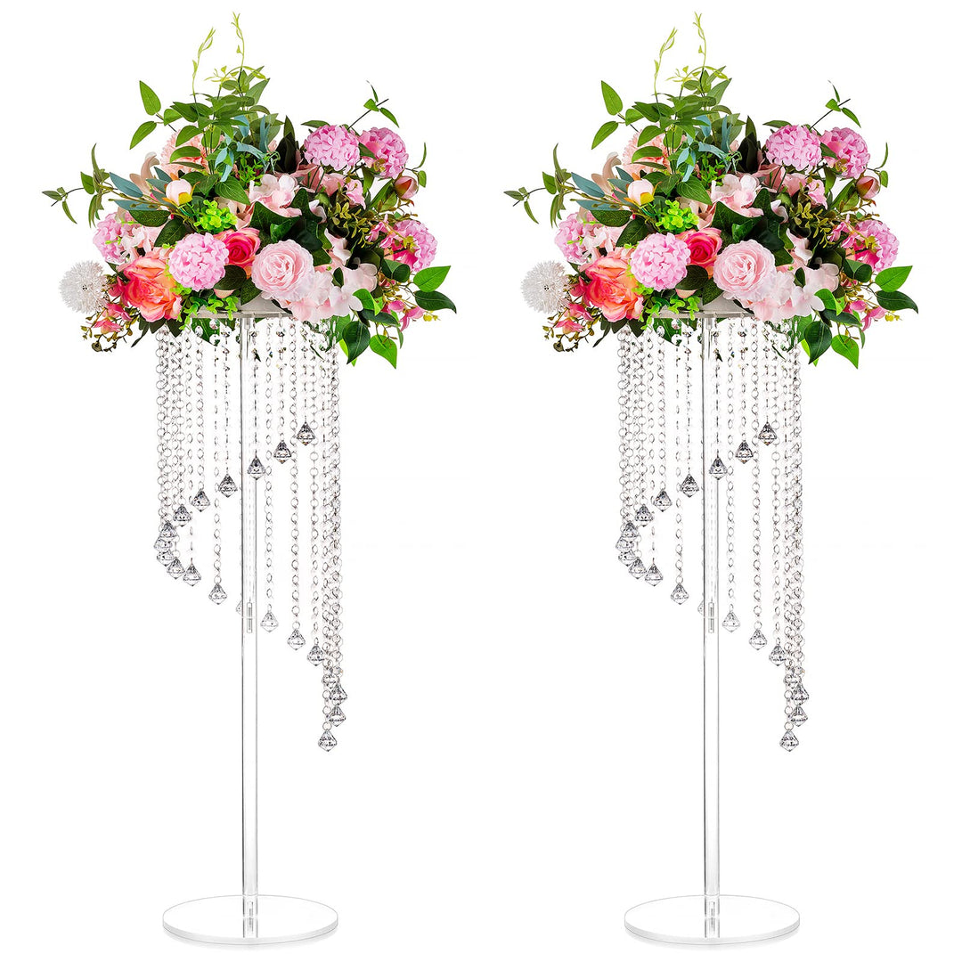 Nuptio Acryl Vasen Hochzeit Mittelstücke - 2 Stück 80cm Hoch Klare Geometrische Blume Vase Stehen fü