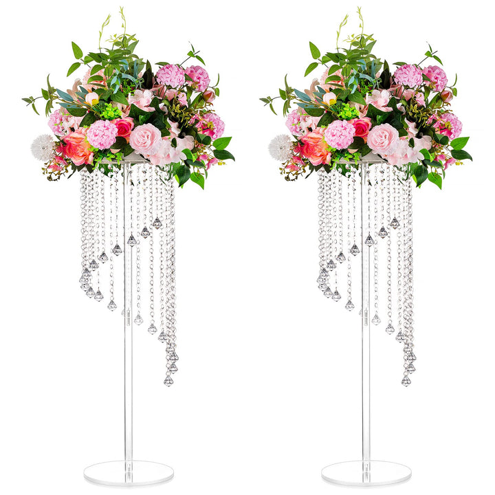 Nuptio Acryl Vasen Hochzeit Mittelstücke - 2 Stück 80cm Hoch Klare Geometrische Blume Vase Stehen fü