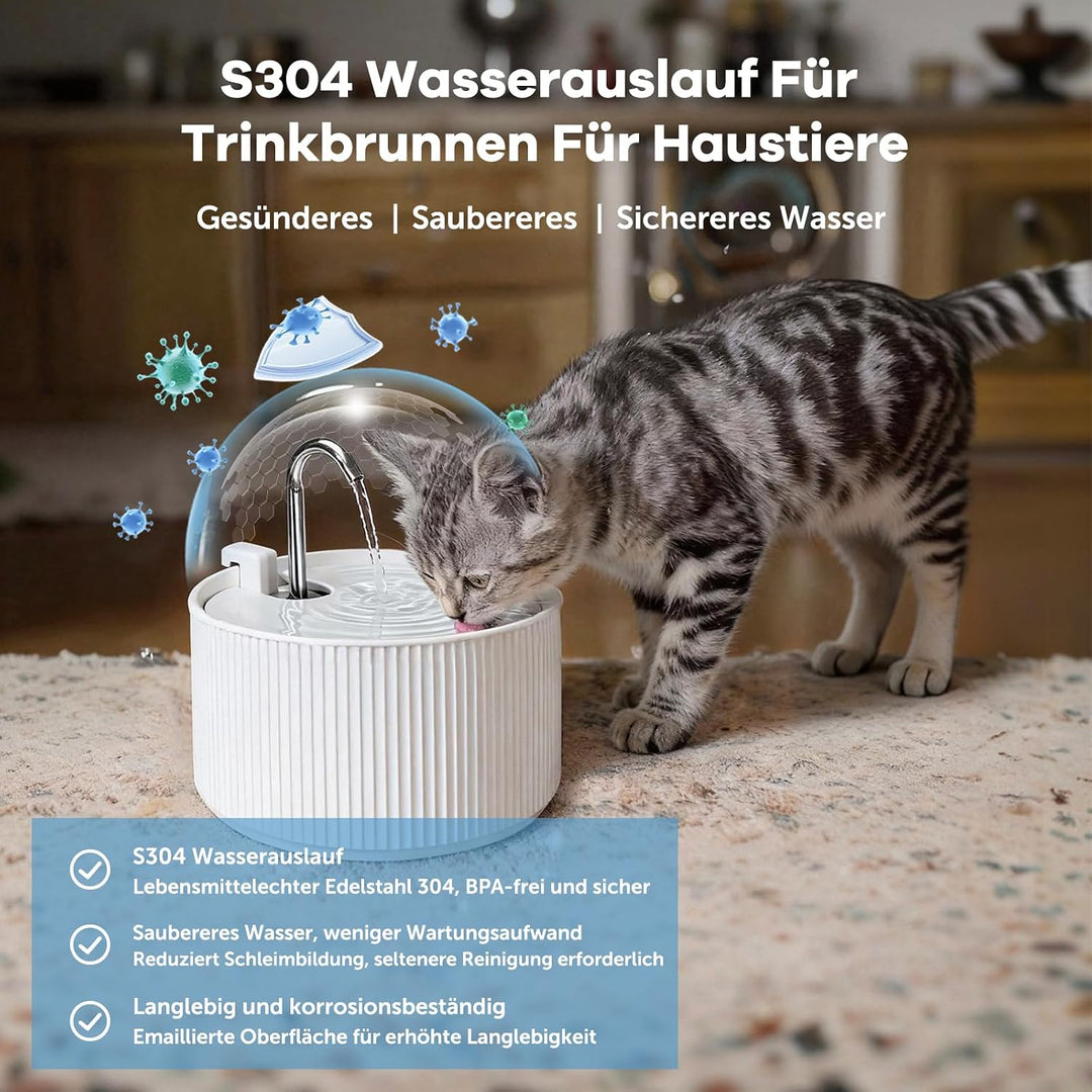 Katzenbrunnen Keramik: NautyPaws 2.2L Trinkbrunnen für Katze Keramik, Leiser Wasserspender Katzen, A